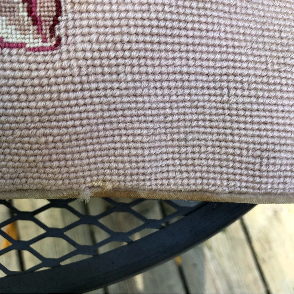 Vintage Shabby Steinwinder Enterprises Woolen Needlepoint Floral Pillow
